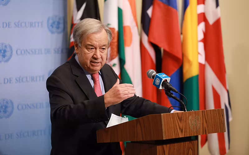 Tổng Thư ký Liên hợp quốc Antonio Guterres phát biểu với báo giới tại New York, Mỹ, ngày 11/10 vừa qua. (Ảnh: TTXVN)