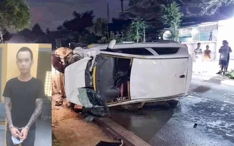 Đối tượng N.V.C và hiện trường vụ tai nạn.