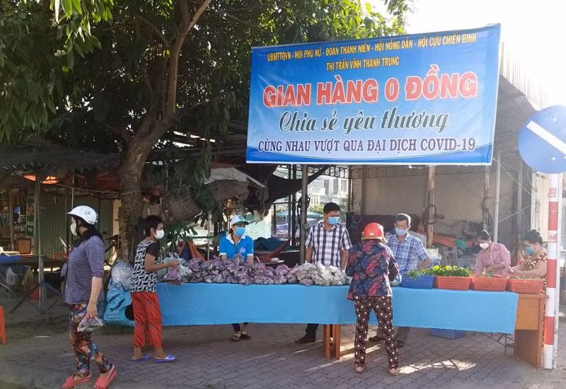 “Gian hàng 0 đồng” giúp người khó khăn do ảnh hưởng dịch