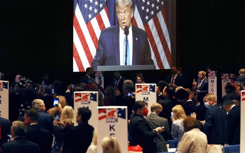 Tổng thống Trump phát biểu tại Đại hội toàn quốc đảng Cộng hòa, ngày 24-8. (Ảnh: AP)