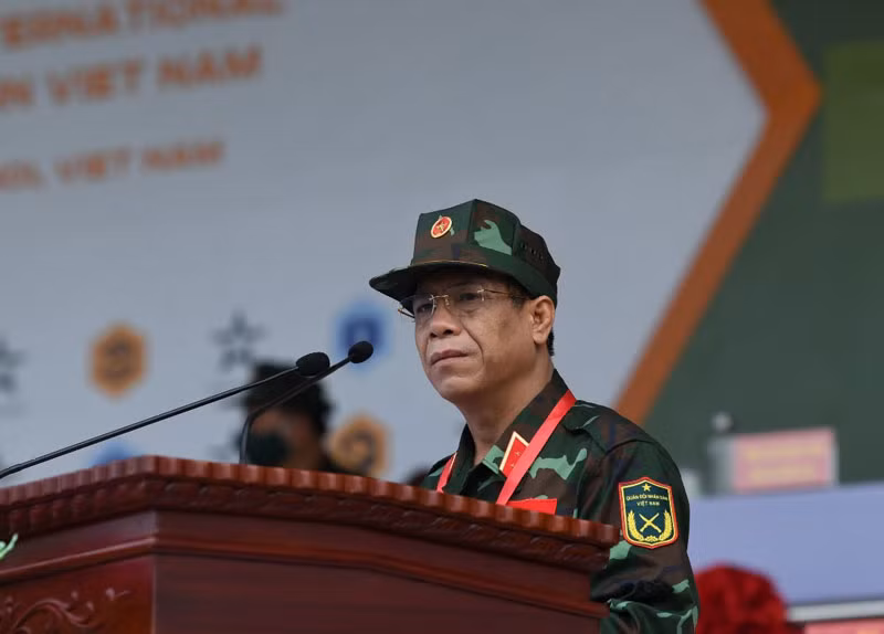 Trung tướng Nguyễn Văn Nghĩa phát biểu tại lễ bế mạc. (Ảnh: HUY SƠN)