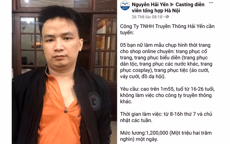 Đối tượng Lê Xuân Mạnh lập tài khoản mạng xã hội lừa tuyển người mẫu.
