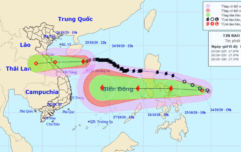 Vị trí và hướng di chuyển của bão số 8 (hình trên). (Nguồn: kttv.gov.vn)