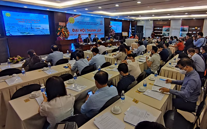 Quang cảnh Đại hội lần thứ I Câu lạc bộ Doanh nghiệp khoa học và công nghệ Thành phố Hồ Chí Minh. (Ảnh: Tùng Anh)