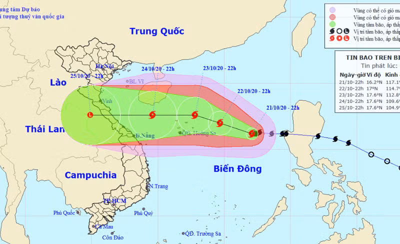 Vị trí và hướng di chuyển của bão số 8. (Nguồn: kttv.gov.vn)