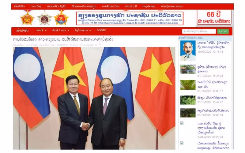 Báo điện tử của Báo Pasaxon với bài viết “Mối quan hệ đặc biệt Lào - Việt Nam không ngừng phát triển”, ngày 9/8.