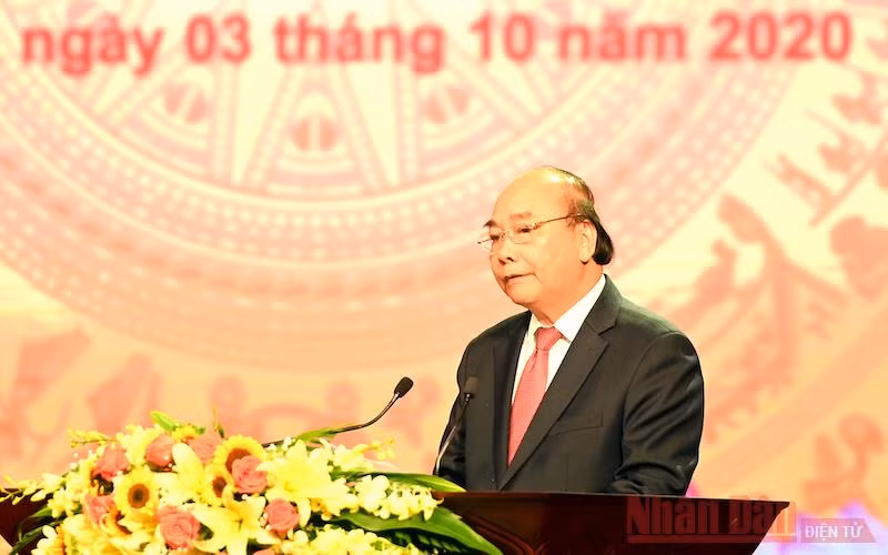 Thủ tướng Nguyễn Xuân Phúc phát biểu chỉ đạo tại đại hội. (Ảnh: DUY LINH)