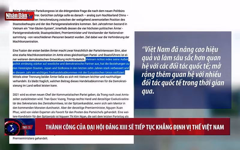 Thành công của Đại hội Đảng XIII sẽ tiếp tục khẳng định vị thế Việt Nam
