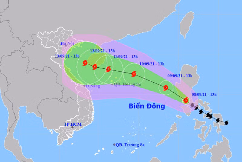 Vị trí và hướng di chuyển của bão Conson. (Nguồn: nchmf.gov.vn)
