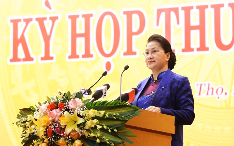 Chủ tịch Quốc hội Nguyễn Thị Kim Ngân phát biểu ý kiến tại kỳ họp HĐND tỉnh Phú Thọ.