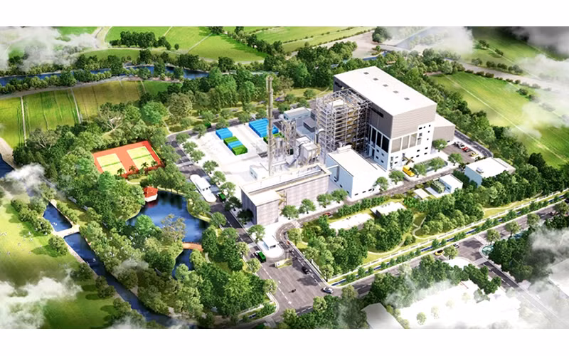 Phối cảnh Nhà máy xử lý chất thải rắn công nghệ cao phát năng lượng tại Bắc Ninh.