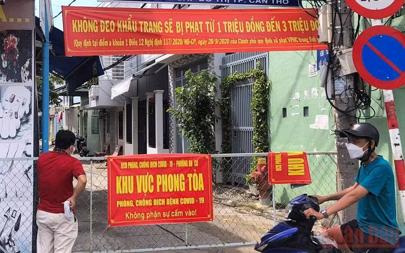 Phong tỏa hẻm 125 Hoàng Văn Thụ, phường An Cư, quận Ninh Kiều, TP Cần Thơ nơi phát hiện nhiều ca F0.