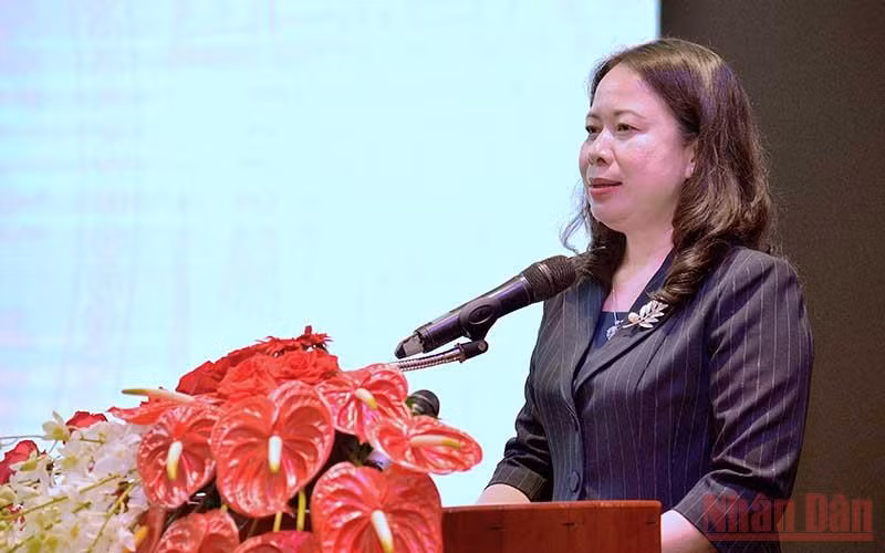 Phó chủ tịch nước Võ Thị Ánh Xuân phát biểu chỉ đạo tại hội nghị tổng kết cụm thi đua các tỉnh Tây Nam bộ.