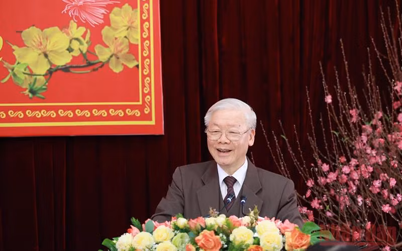 Tổng Bí thư Nguyễn Phú Trọng phát biểu tại buổi làm việc với cán bộ chủ chốt tỉnh Bắc Ninh.