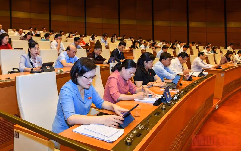 Các đại biểu Quốc hội tham gia thảo luận tại hội trường ngày 3/6. (Ảnh: LINH KHOA)