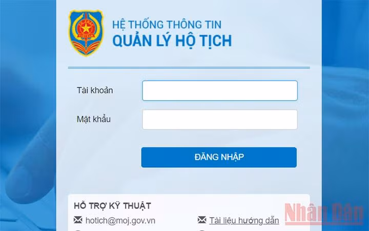 Hệ thống thông tin quản lý hộ tịch của Bộ Tư pháp.