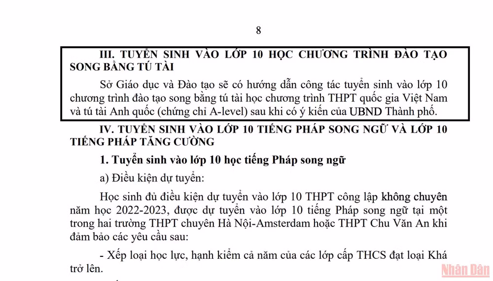 Phụ huynh mong Hà Nội sớm thông tin tuyển sinh hệ song bằng vào lớp 10 -0
