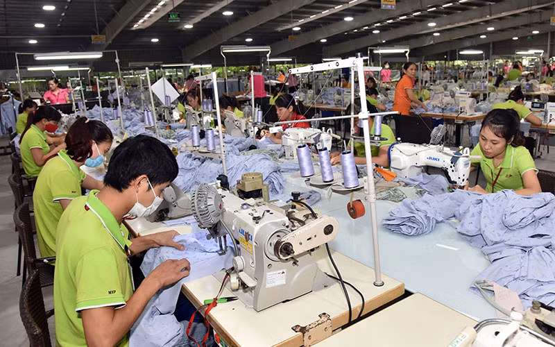 Sản xuất hàng xuất khẩu tại Công ty cổ phần Sản xuất hàng thể thao MXP (Khu công nghiệp Nguyễn Đức Cảnh, tỉnh Thái Bình).