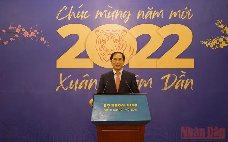 Bộ trưởng Ngoại giao Bùi Thanh Sơn phát biểu ý kiến tại cuộc gặp. (Ảnh: XUÂN TRƯỜNG)