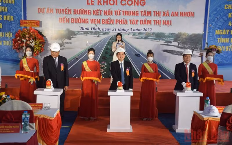 Tỉnh Bình Định khởi công dự án tuyến đường kết nối từ trung tâm thị xã An Nhơn đến đường ven biển phía tây đầm Thị Nại.
