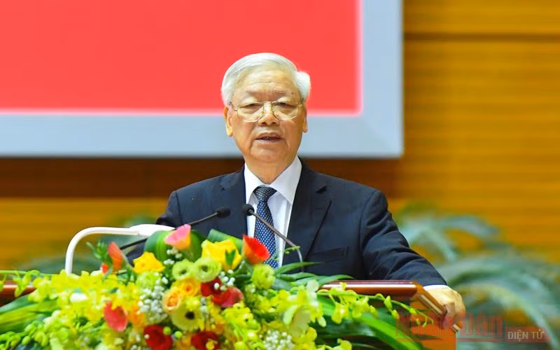 Tổng Bí thư, Chủ tịch nước Nguyễn Phú Trọng phát biểu chỉ đạo hội nghị. Ảnh: DUY LINH