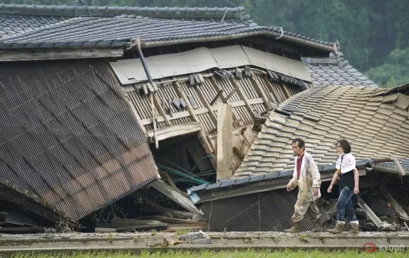 Làng Kuma tại tỉnh Kumamoto hoang tàn sau trận mưa lũ. 