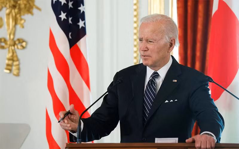Tổng thống Mỹ Joe Biden trong cuộc họp báo chung với Thủ tướng Nhật Bản Kishida Fumio tại Tokyo ngày 23/5. (Ảnh: Reuters)