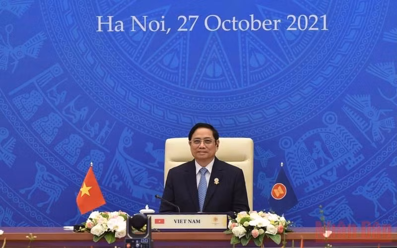 Thủ tướng Chính phủ Phạm Minh Chính dự Hội nghị cấp cao ASEAN - Australia. (Ảnh: Trần Hải)