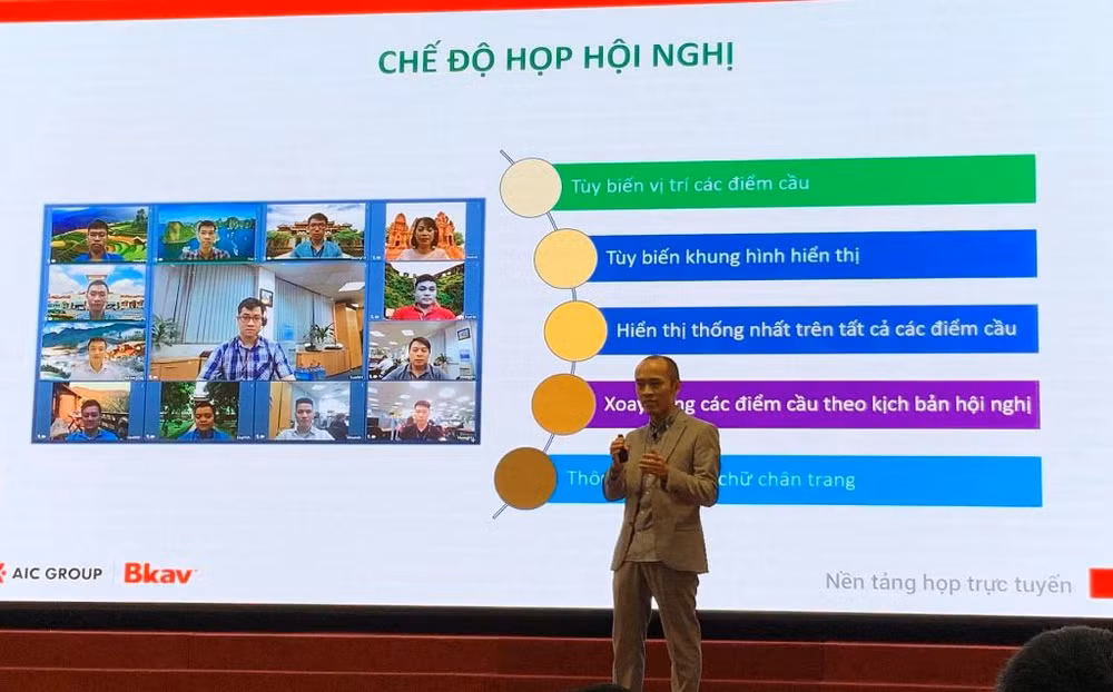 Ông Vũ Ngọc Sơn, Phó Chủ tịch Tập đoàn Công nghệ BKAV chia sẻ về nền tảng họp trực tuyến eMeeting.