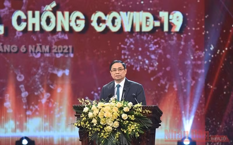 Thủ tướng Phạm Minh Chính phát biểu ý kiến tại buổi Lễ. (Ảnh: TRẦN HẢI)