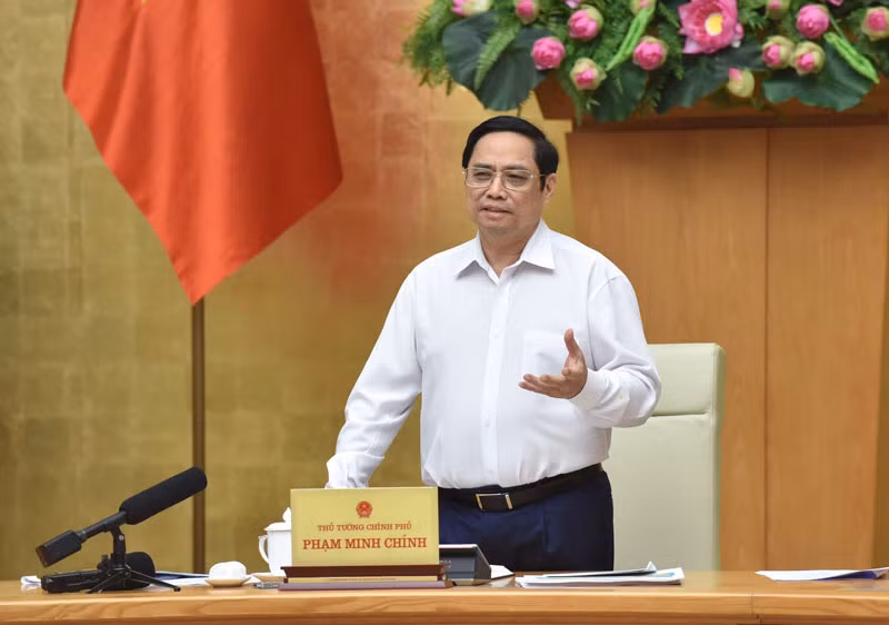 Thủ tướng Phạm Minh Chính phát biểu tại buổi làm việc trực tuyến với Ban Thường vụ Tỉnh ủy Thừa Thiên Huế. (Ảnh: TRẦN HẢI)