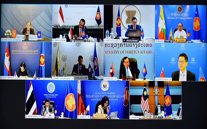 Hội nghị trực tuyến Quan chức cao cấp (SOM) ASEAN. (Ảnh: Bộ Ngoại giao)