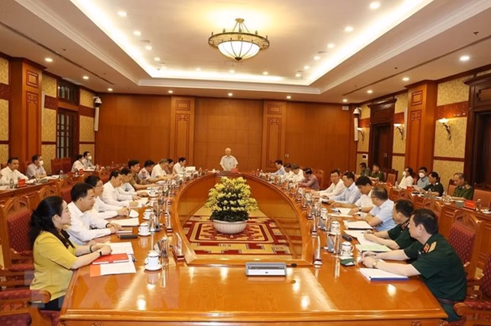 Tổng Bí thư Nguyễn Phú Trọng, Trưởng Ban Chỉ đạo chủ trì họp Thường trực Ban Chỉ đạo Trung ương về phòng, chống tham nhũng. (Ảnh minh họa: Trí Dũng/TTXVN)
