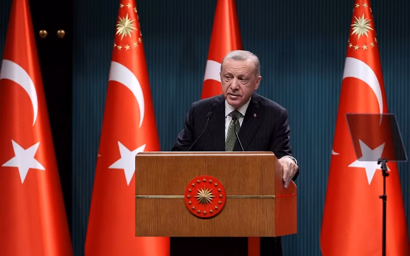 Tổng thống Thổ Nhĩ Kỳ Tayyip Erdogan phát biểu tại 1 cuộc họp báo ở Ankara. (Ảnh: AFP/TTXVN)