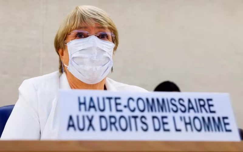 Cao ủy Liên hợp quốc về nhân quyền Michelle Bachelet trong phiên họp đặc biệt, ở Geneva, ngày 24/8. (Ảnh: Reuters)