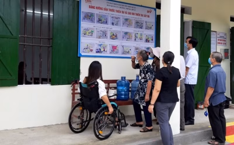 Mô hình nhà tránh trú thiên tai ở Nho Quan được xây dựng bảo đảm tiếp cận cho người khuyết tật ở tất cả các dạng tật. (Ảnh dự án cung cấp)