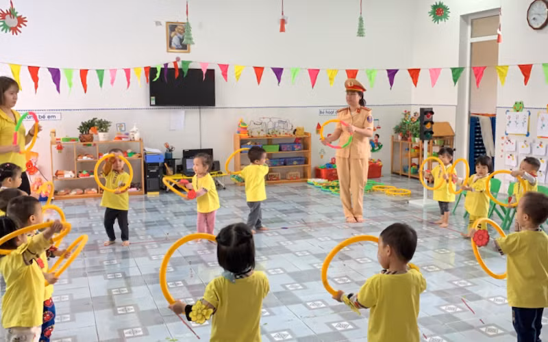 Một tiết học tại Trường mầm non Bát Tràng (huyện Gia Lâm, Hà Nội), trường được công nhận đạt chuẩn quốc gia năm 2020.