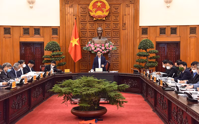 Thủ tướng Phạm Minh Chính phát biểu tại cuộc họp (Ảnh: Trần Hải). 