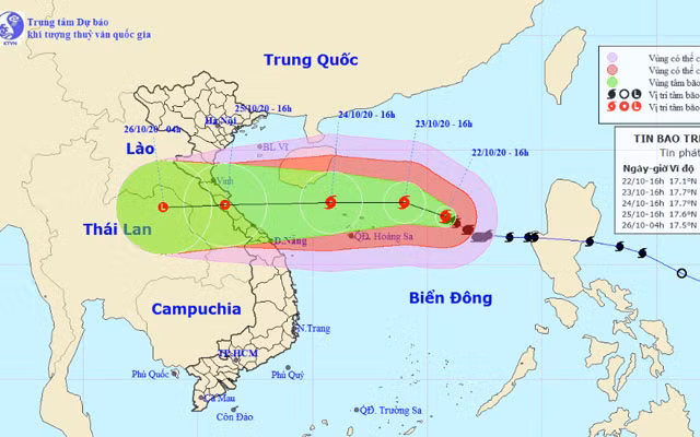 Vị trí và hướng di chuyển của bão số 8. (Nguồn: kttv.gov.vn)