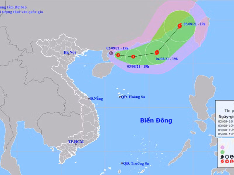 Vị trí và hướng di chuyển của áp thấp nhiệt đới. (Nguồn: nchmf.gov.vn)