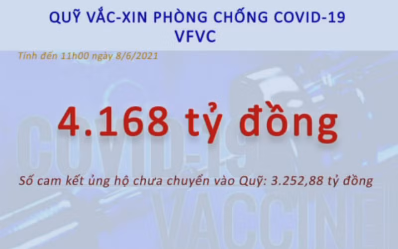 Tính đến trưa 8-6, VFVC đã tiếp nhận 4.168 tỷ đồng. (Ảnh: Bộ Tài chính)