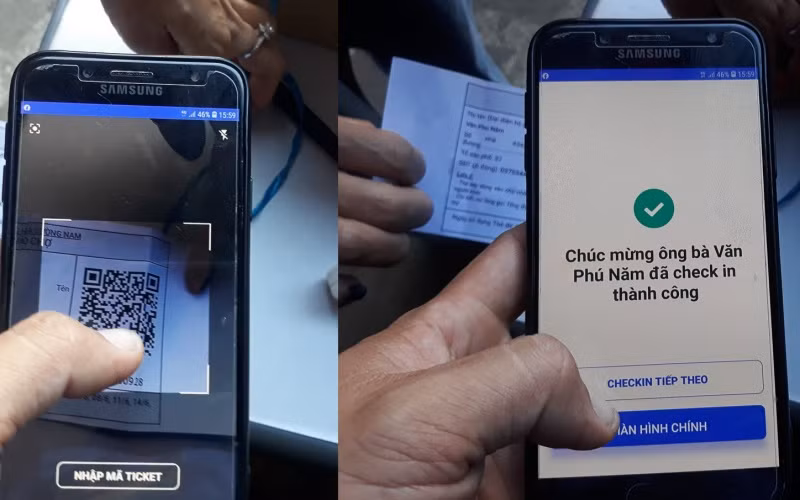 Quét mã QR qua điện thoại để kiểm tra thông tin chính xác.
