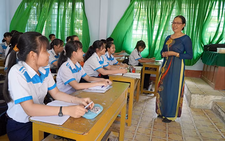 Giờ học tại Trường THCS Phong Hòa (xã Phong Hòa, huyện Lai Vung, tỉnh Đồng Tháp). Ảnh: Ngân Nguyễn