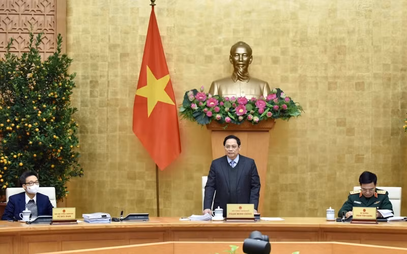 Thủ tướng Phạm Minh Chính chủ trì Phiên họp Chính phủ chuyên đề xây dựng pháp luật tháng 1/2022. (Ảnh: Trần Hải)