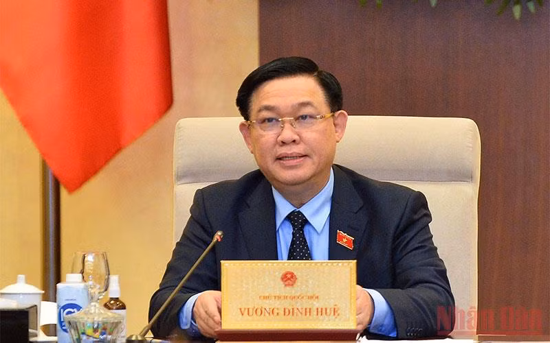 Chủ tịch Quốc hội Vương Đình Huệ phát biểu cho ý kiến tại phiên họp. (Ảnh: ĐĂNG ANH)