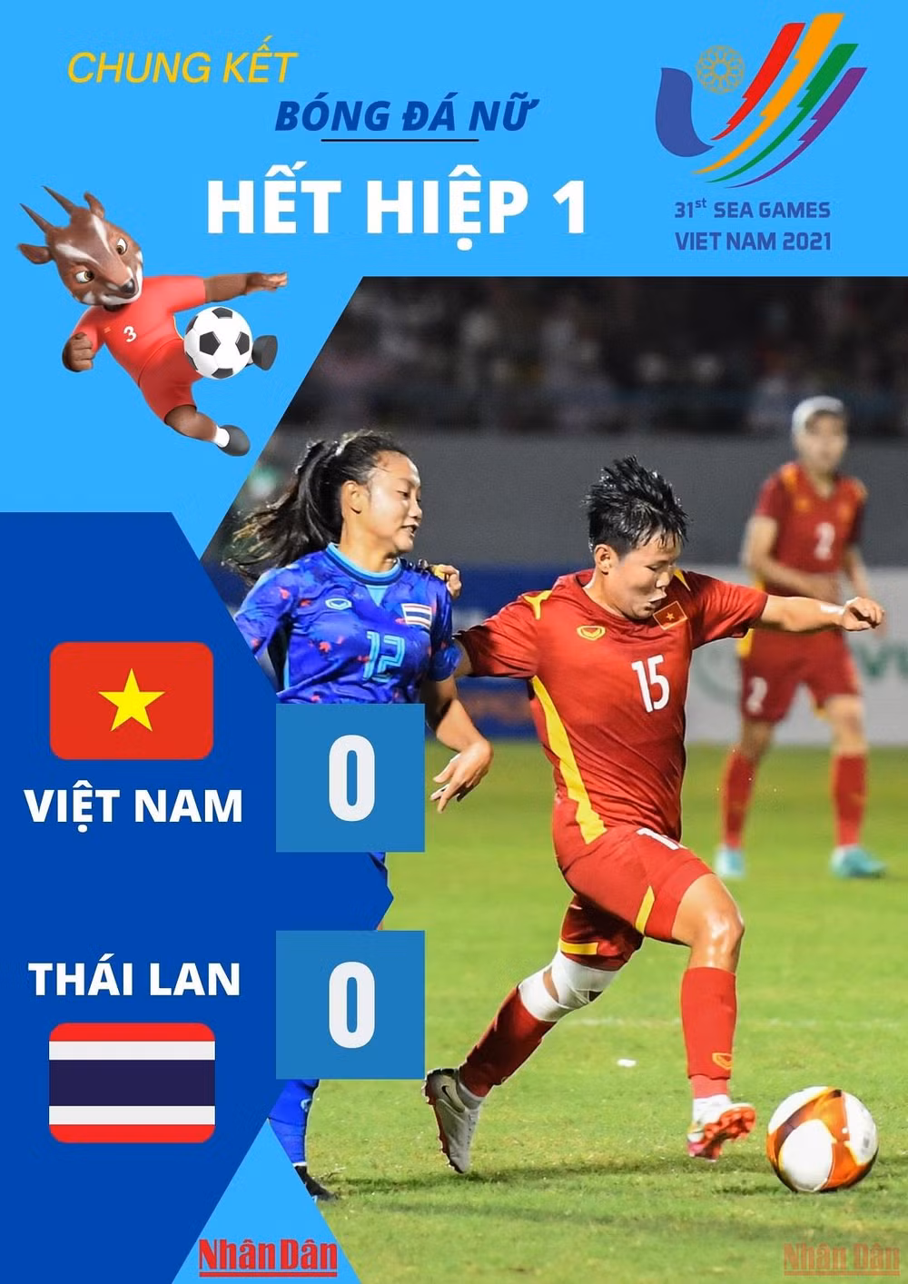 [Chung kết bóng đá nữ SEA Games 31] Việt Nam 0-0 Thái Lan (Hết hiệp 1): Chưa thể ghi bàn -0