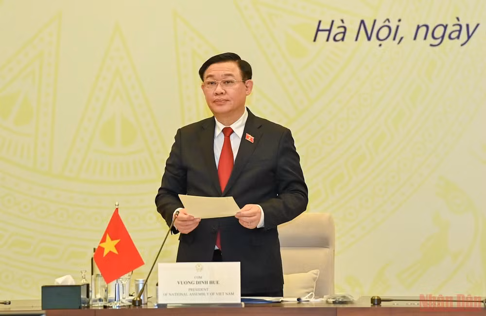 Chủ tịch Quốc hội Vương Đình Huệ và Chủ tịch Quốc hội Xaysomphone Phomvihane chủ trì Hội thảo trao đổi kinh nghiệm công tác Quốc hội -0