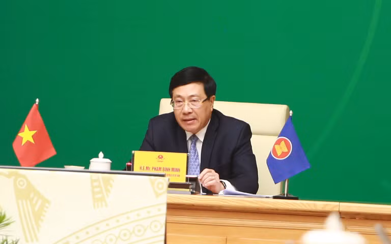 Phó Thủ tướng Thường trực Chính phủ Phạm Bình Minh tham dự Hội nghị ASEAN BIS 2021. (Ảnh: Hải Minh/VGP)