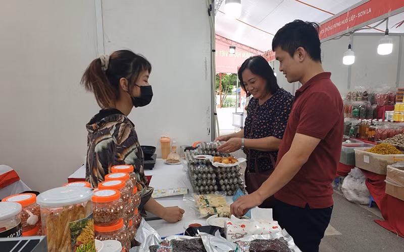 Người tiêu dùng mua sắm các sản phẩm do doanh nghiệp trong nước sản xuất tại Tuần hàng Việt thành phố Hà Nội.