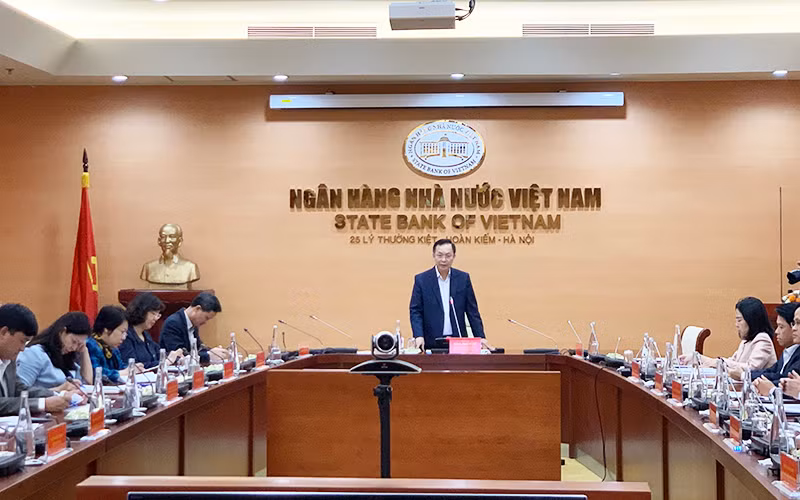 Phó Thống đốc Thường trực Ngân hàng Nhà nước Việt Nam Đào Minh Tú phát biểu khai mạc Hội nghị.